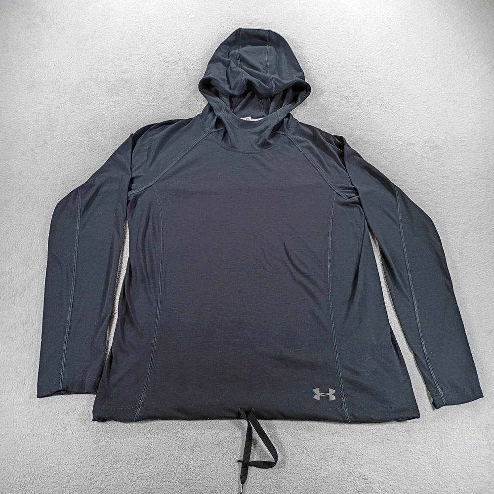 Under Armour Women HeatGear Hoodie Black Small Drawstring Hem